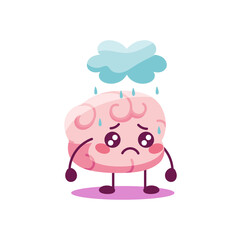 Cartoon of a sad brain - Vector illustration