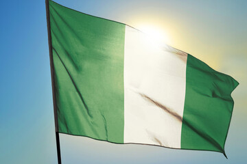 Nigeria flag waving on the wind