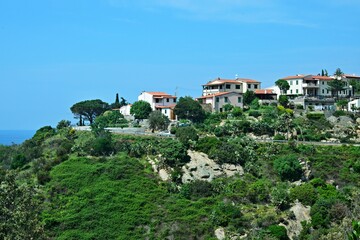 Fototapeta na wymiar Italy-view on village La Guardia on the island of Elba