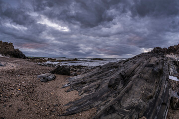 Stormy morning on the scottish seaside.