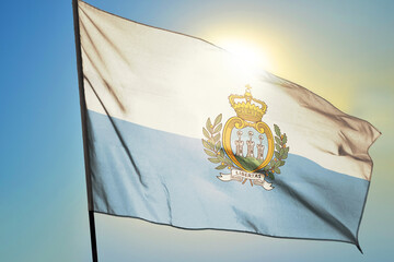 San Marino flag waving on the wind