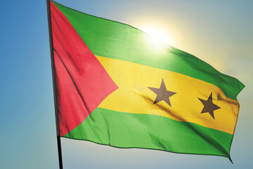 Sao Tome and Principe flag waving on the wind