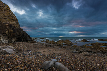 Stormy morning on the scottish seaside.