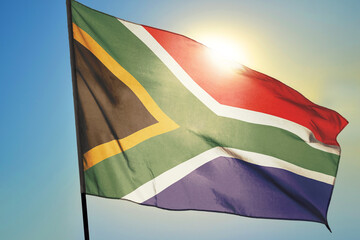 South Africa flag waving on the wind