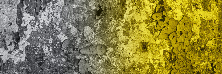 Metal rusty surface in trendy colors 2021- yellow and gray.