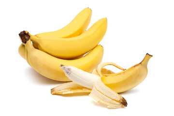 fresh ripe bananas on a white background