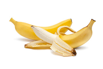 fresh ripe bananas on a white background
