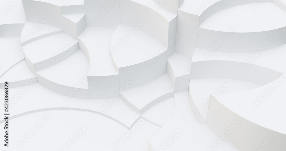 Poster white circle shape geometric motion background. seamless loop 3d rendering