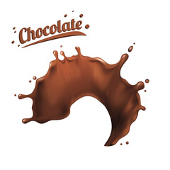 splashes of chocolate. spots 3D.Abstract realistic chocolate drop with splashes isolated on white background.element for advertising, package design. vector