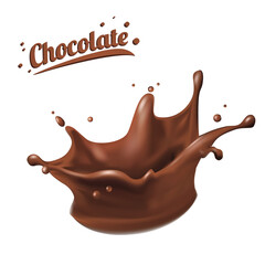 splashes of chocolate. spots 3D.Abstract realistic chocolate drop with splashes isolated on white background.element for advertising, package design. vector