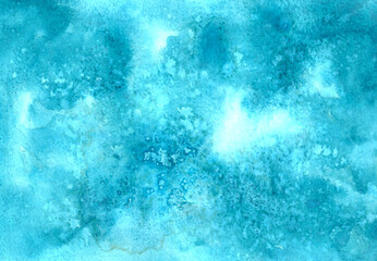 Blue hand drawn abstract watercolor background,space,texture,ice