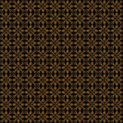 Abstract of floral of pattern. Design classic tile gold on black backgroud. Design print for illustration, texture, wallpaper, background.