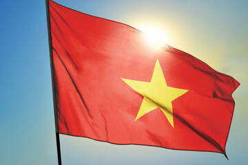 Vietnam flag waving on the wind