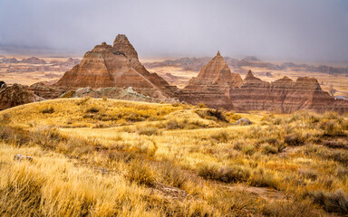 winter landscape of badlands np