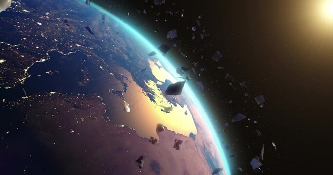 Space debris around planet Earth