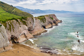 Flysch in the coast of Zumaia, Basque Coast Unesco Geopark, Spain.