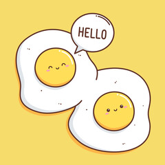 cute hand drawn fried egg character