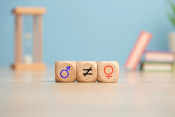 Gender inequality concept with feminine and masculine icons