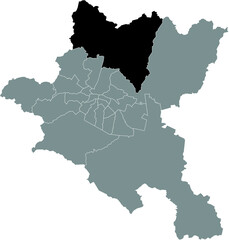 Obraz na płótnie Canvas Black location map of the Sofian Novi Iskar district inside the Bulgarian city of Sofia, Bulgaria
