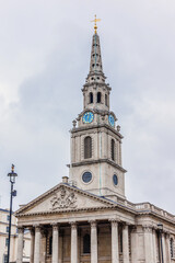 Fototapeta na wymiar English and Chinese Anglican Church of Saint-Martin-in-the-Fields, Trafalgar Square in the City of Westminster, London, UK. Church was constructed to a Neoclassical design in 1724.