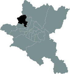 Black location map of the Sofian Vrabnitsa district inside the Bulgarian city of Sofia, Bulgaria