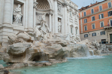 Beautiful views of Trevi fountain in Rome