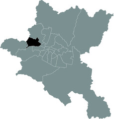 Fototapeta premium Black location map of the Sofian Lyulin district inside the Bulgarian city of Sofia, Bulgaria