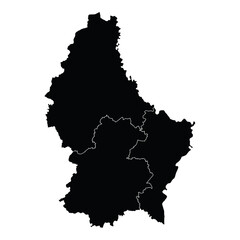 Luxembourg country map vector with regional areas