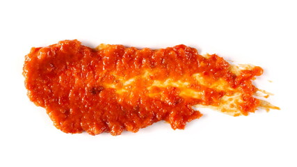 Roasted and cooked red paprika  isolated on white background, top view