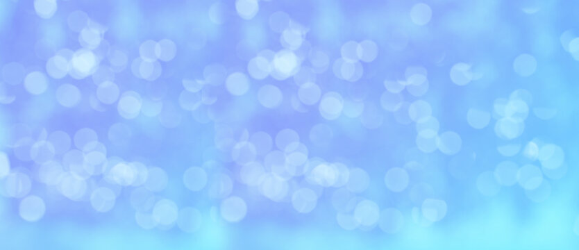 abstract background blue banner blurred bokeh lights, empty basis for the designer with sparkles, postcard, long panorama, concept Mother's Day, Valentine's Day, Birthday