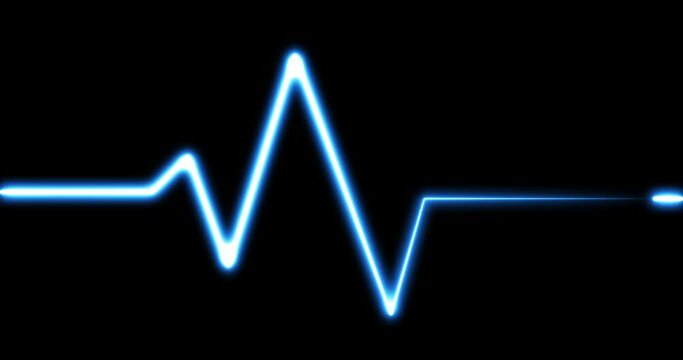 Cardiogram and EKG loop on black background.Abstract heart wave Signal of a health technology.Wave Signal,electrocardiogram, EKG or ECG, heart monitor.Footage Digital and wave concept.