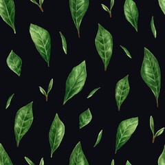 Watercolor pattern with leaves