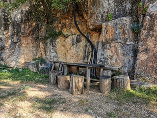 old bench in the woods