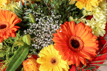 Flowers, bouquet of flowers, postcard, place for your text.