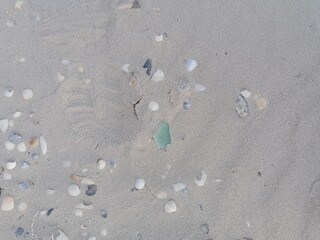 Sea glass on the sand