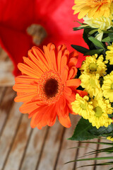 Flowers, bouquet of flowers, postcard, place for your text.