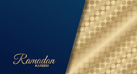 Ramadan holiday banner with white handwritten inscription Ramadan Kareem. Vector illustration