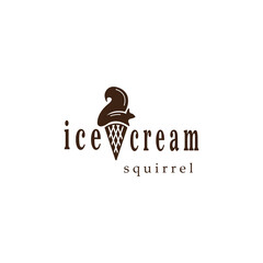 Ice cream logo vector illustration of squirrel icon design
