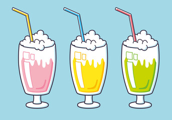 Milkshake glass isolated vector set