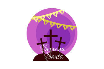 Semana Santa, translation: Holy Week, Latin religious tradition, vector   illustration. Suitable for greeting card, poster and banner.
