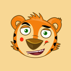 Cute tiger illustration clip-art in childish style