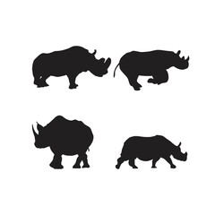 Rhino Silhouette Rhinoceros Symbol Set