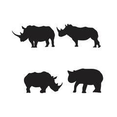 Rhino Silhouette Rhinoceros Symbol Set