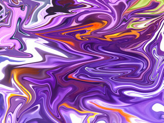 Marbled purple, white and gold abstract background with wet effect. Liquid marble pattern.
