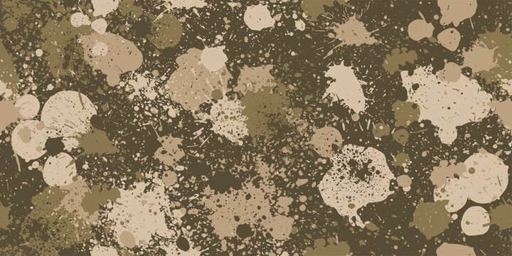 Splashed camouflage background. Seamless pattern.Vector. 飛び散った迷彩パターン