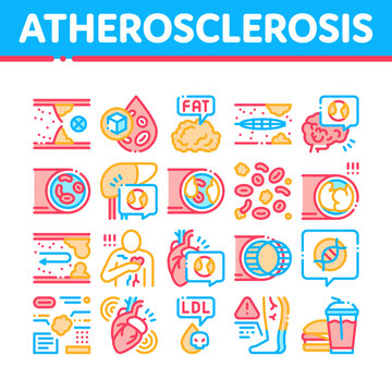 Atherosclerosis Vessel Collection Icons Set Vector Illustrations