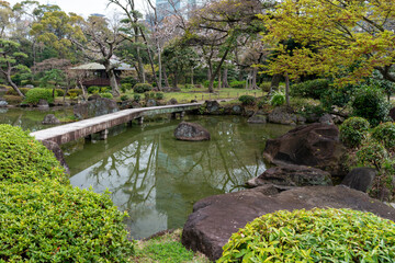 Fototapeta na wymiar Keitakuen, pure Japanese style garden in Osaka, Japan