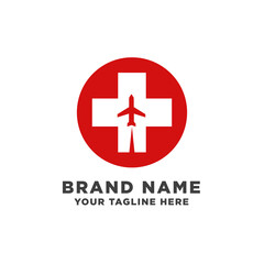 Medical airplane transportation logo design vector