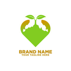 Heart eco green logo design for plantation