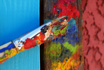 Paint brush with many colors